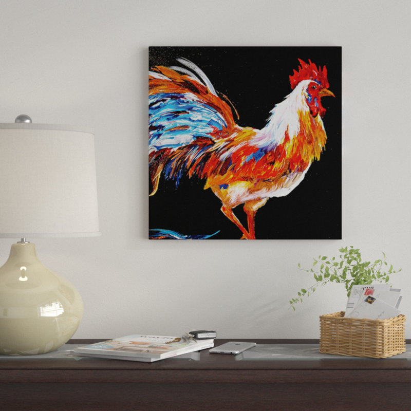 «Rooster», reproduction sur toile, H 12 po x l 12 po x P 1,5 po, Pas de tapis, Toile tendue