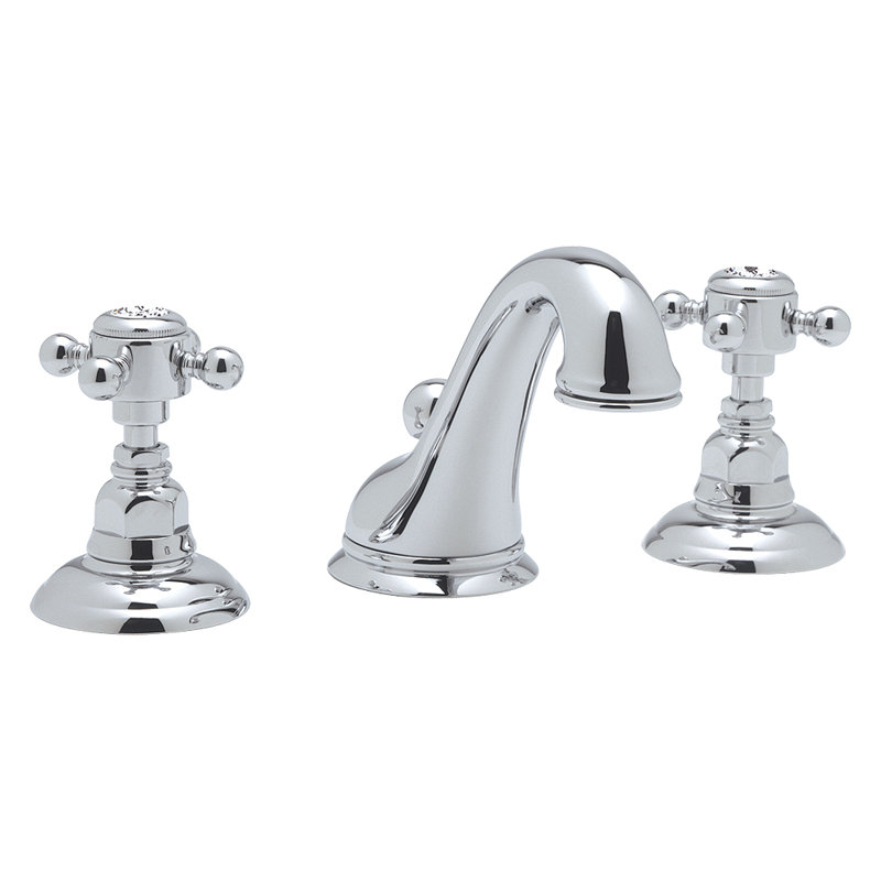 Polished Chrome Widespread Lavatory Faucet with Cross Handles