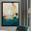 Abstrait moderne et moderne Des tourbillons abstraits colorés s'entrelacent avec des formes vibrantes, de style peinture acrylique expressive. Toile encadrée 24 "x 36" avec cadre en bois noir