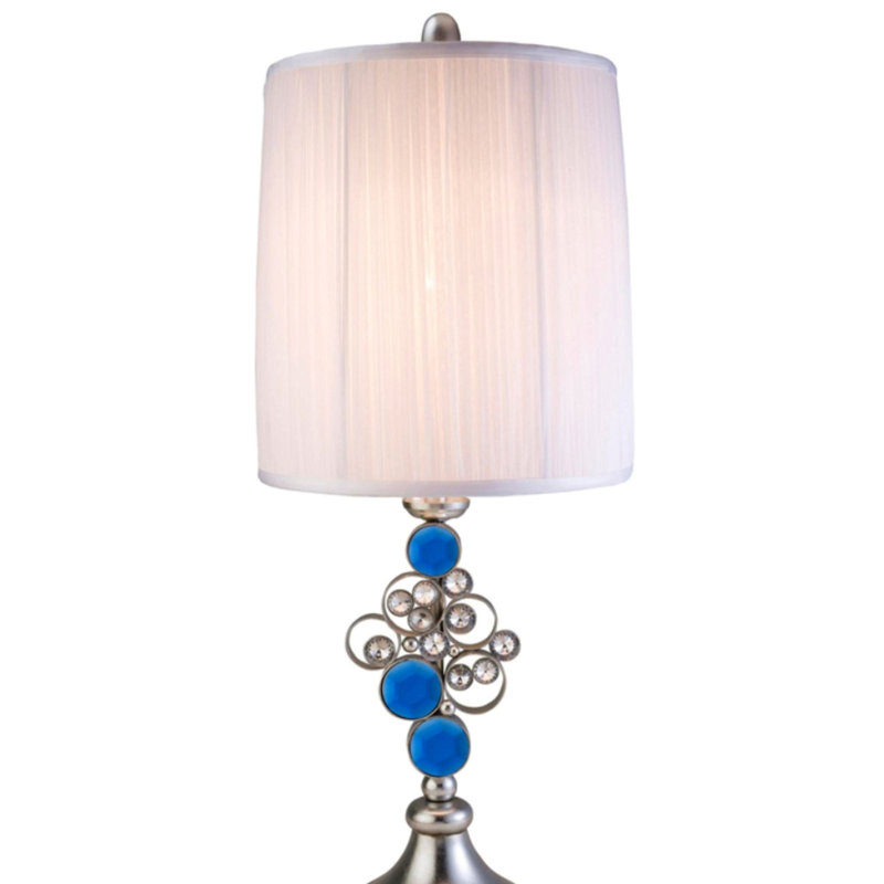 Lampe de table 28 "en polyrésine haute" Just Dazzle "avec finition argentée et abat-jour blanc