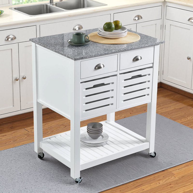 Chariot de service mobile pour îlot de cuisine intérieur, Blanc