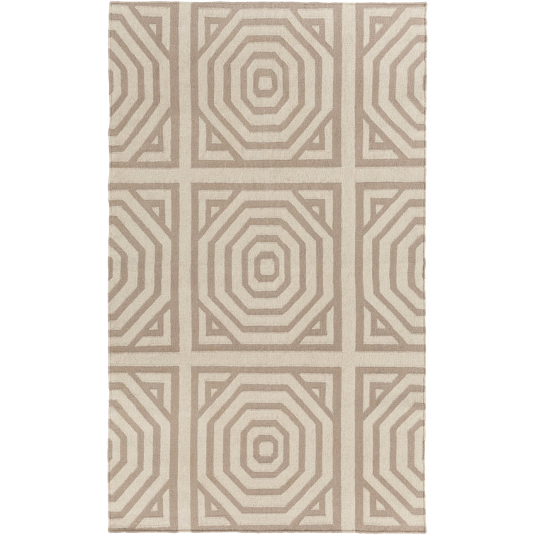 Elsche Cinder Handwoven Flatweave Wool/Cotton Aqua Area Rug