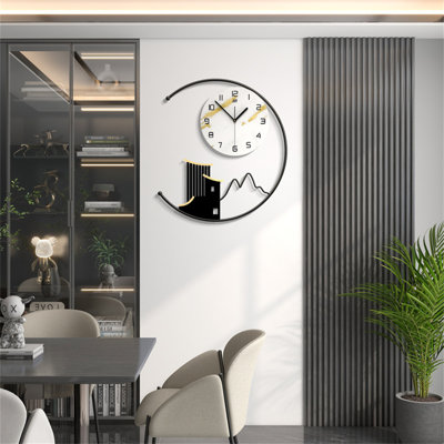 Horloge murale moderne de style chinois avec lumière ambiante, mouvement silencieux pour le salon, le vestibule, la décoration de la salle à manger