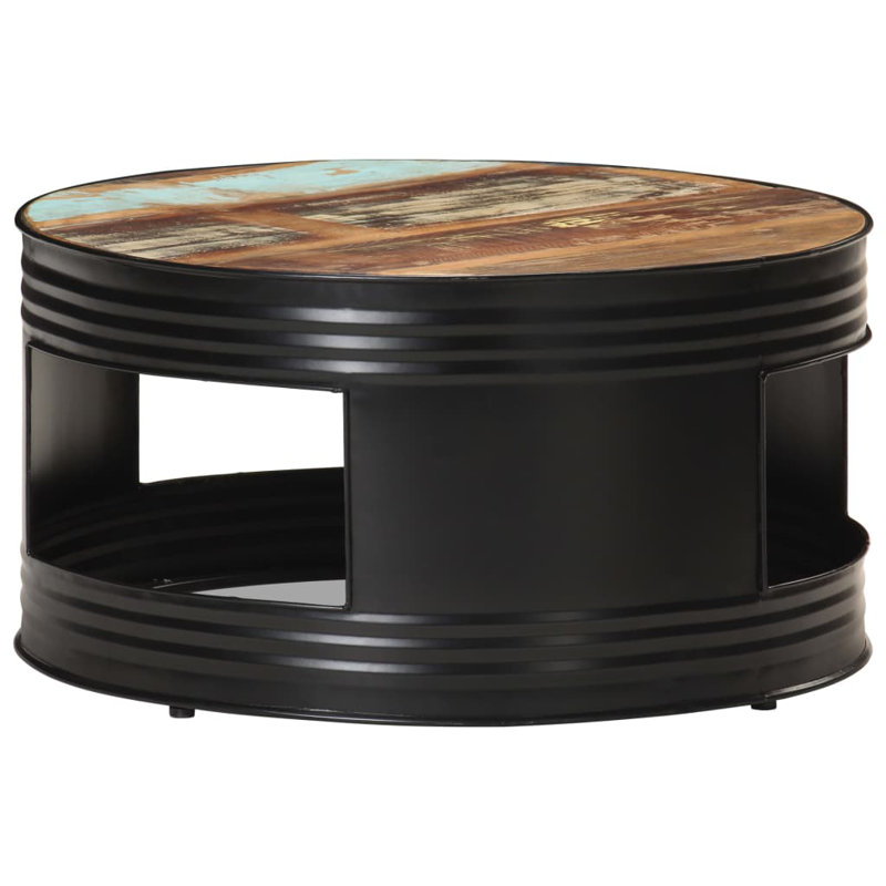 Javed Frame Single Coffee Table with Storage, Black, Rustic Brown