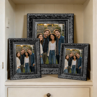 Cadre 3 photos noir traditionnel pour photos et tablettes de bureau 11 po x 14 po