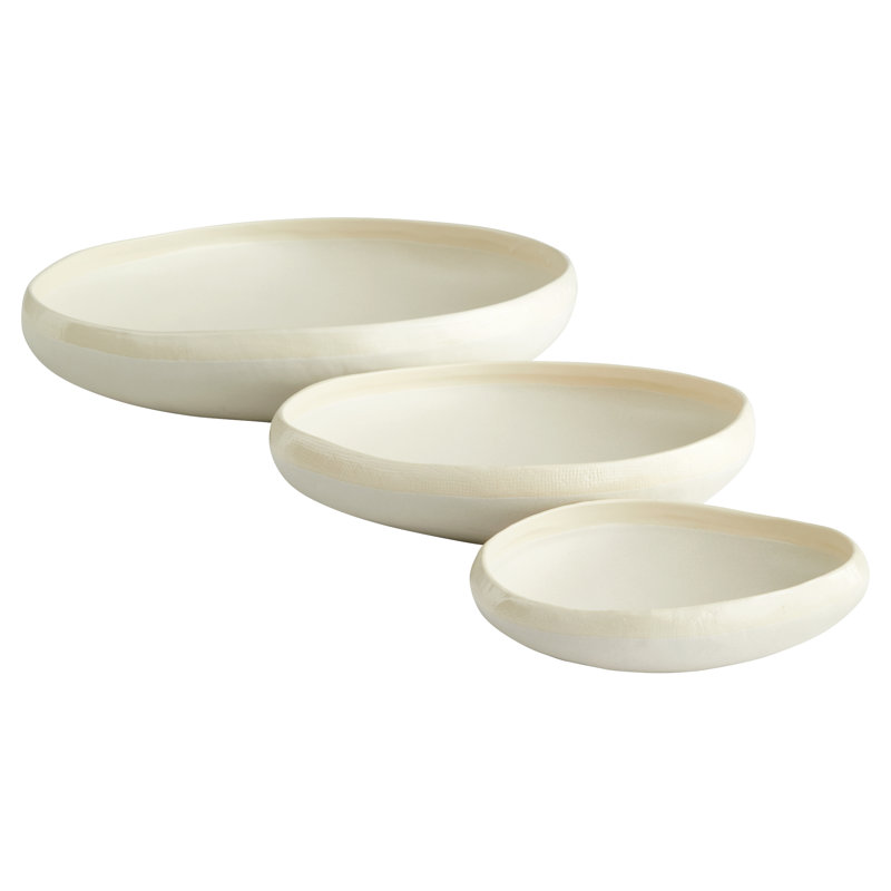 Elon Ceramic / Porcelain Decorative Bowl, 3.5" H x 13.5" W x 13.25" D