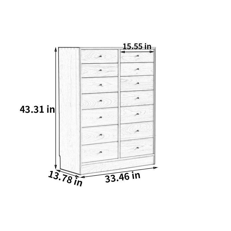 Multi-compartment Drawer Storage Cabinet, Cherry Wood Color