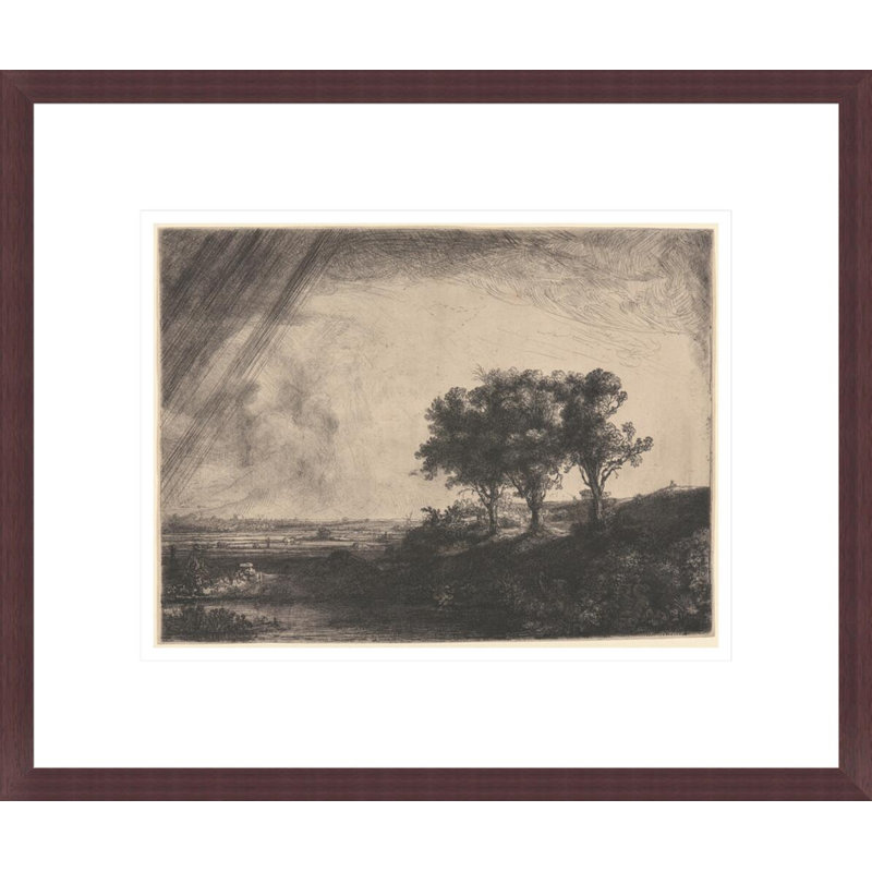 «The Three Trees» par Rembrandt van Rijn - Estampe numérique encadrée, H 13,75 po x l 16,39 po