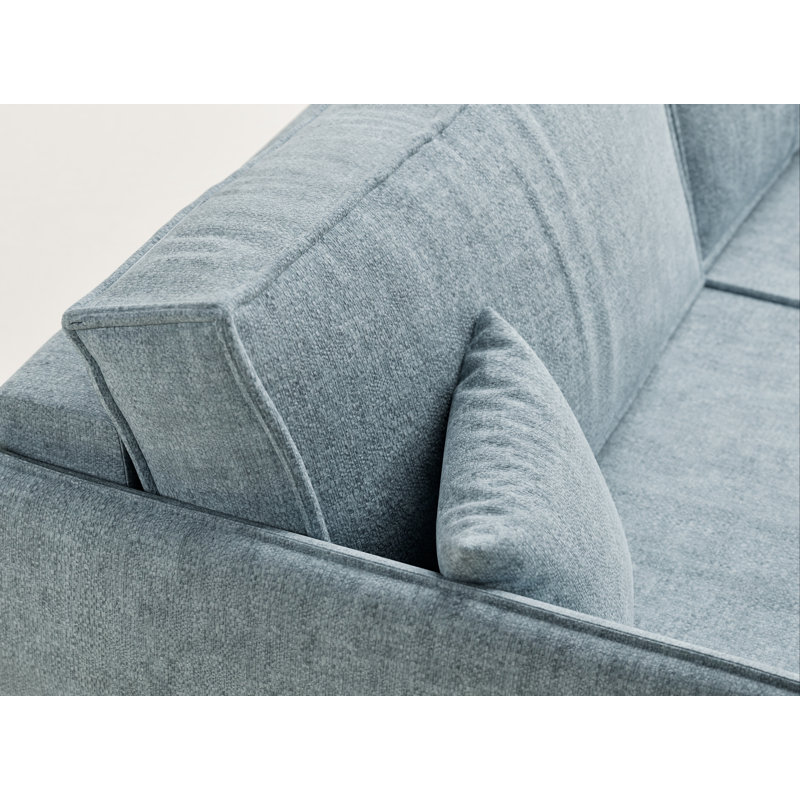 3 Seater Reclining Sofa, Light Blue Polyester/Chenille