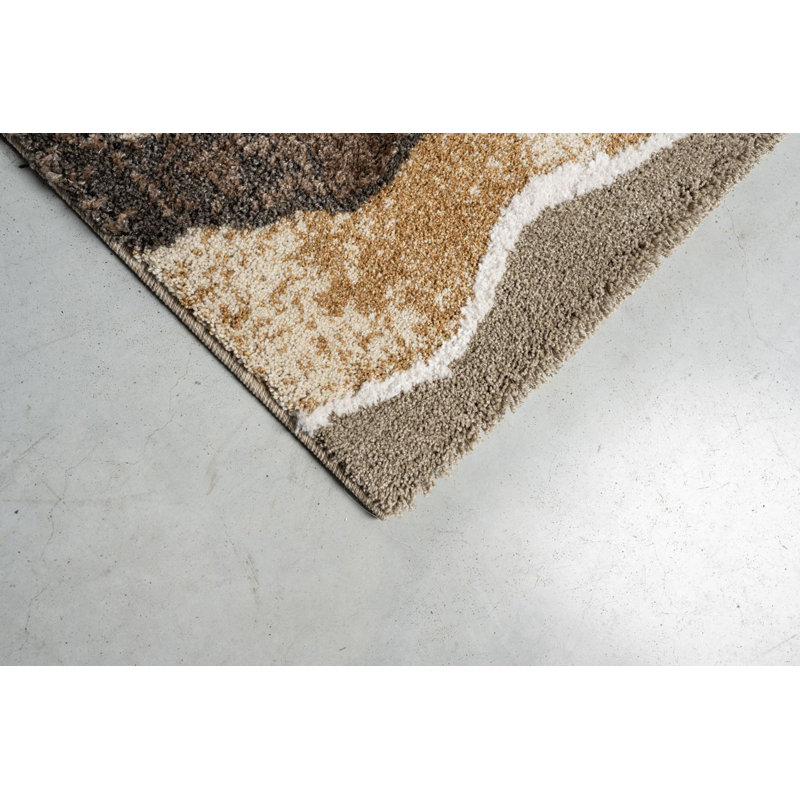 Brown/Beige/Gold/White/Navy Rug, Rectangle 160 x 230 cm