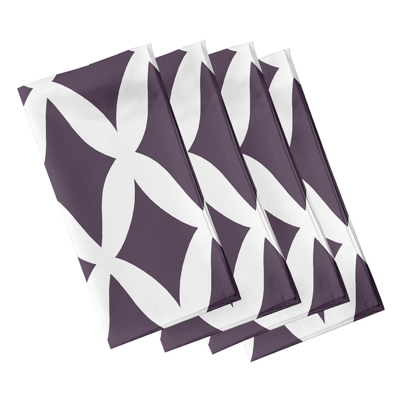 Chelsey-May Polyester Geometric Square Napkin, Purple