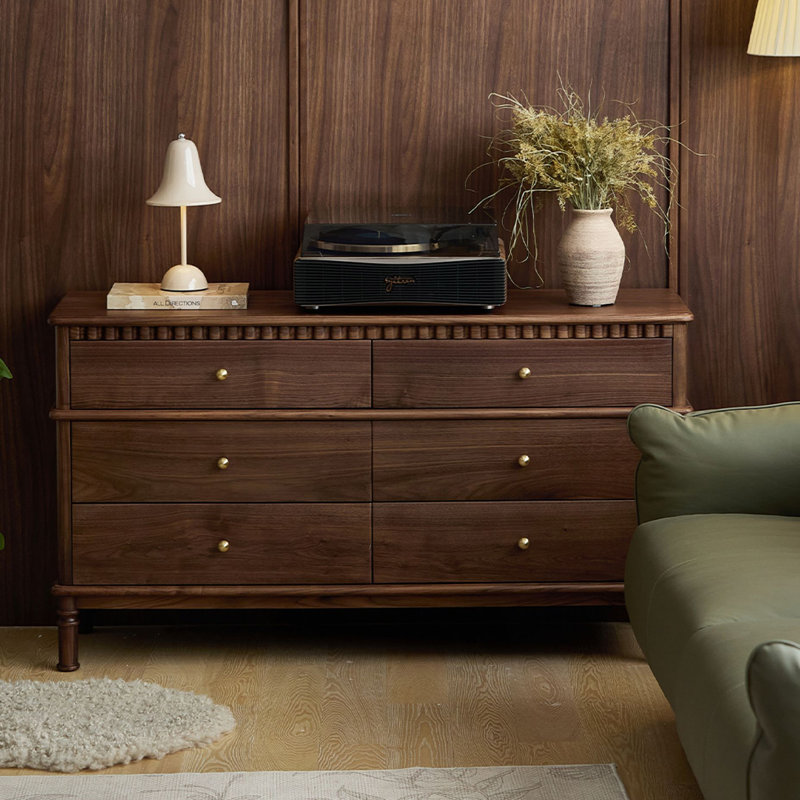 Armoire d'appoint en bois massif de couleur noyer noir