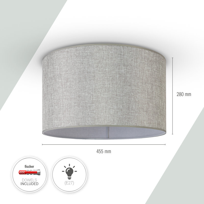 Danberry Fabric Flush Ceiling Light, Grey