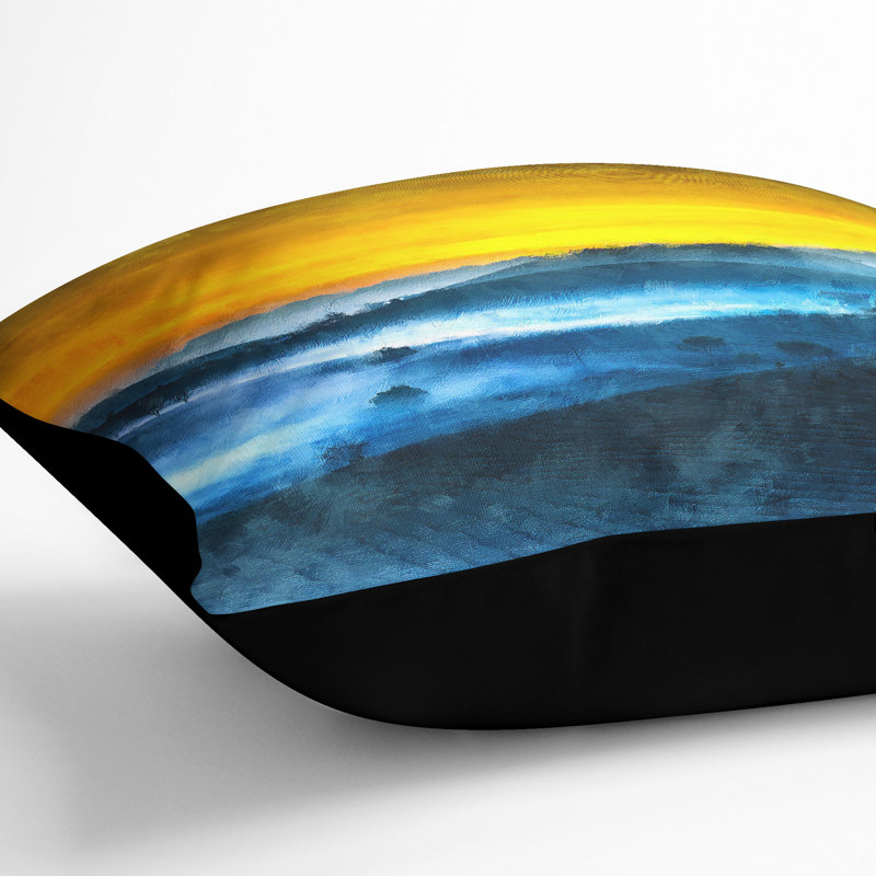Sunrise over a Tea Plantation Cushion with Filling, Black, 40cm H x 40cm W x 15cm D