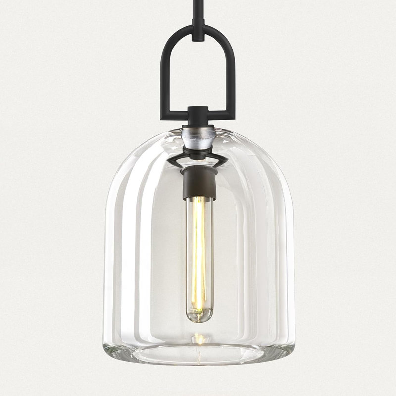 Luminaire suspendu en cristal Crystal, Noir mat