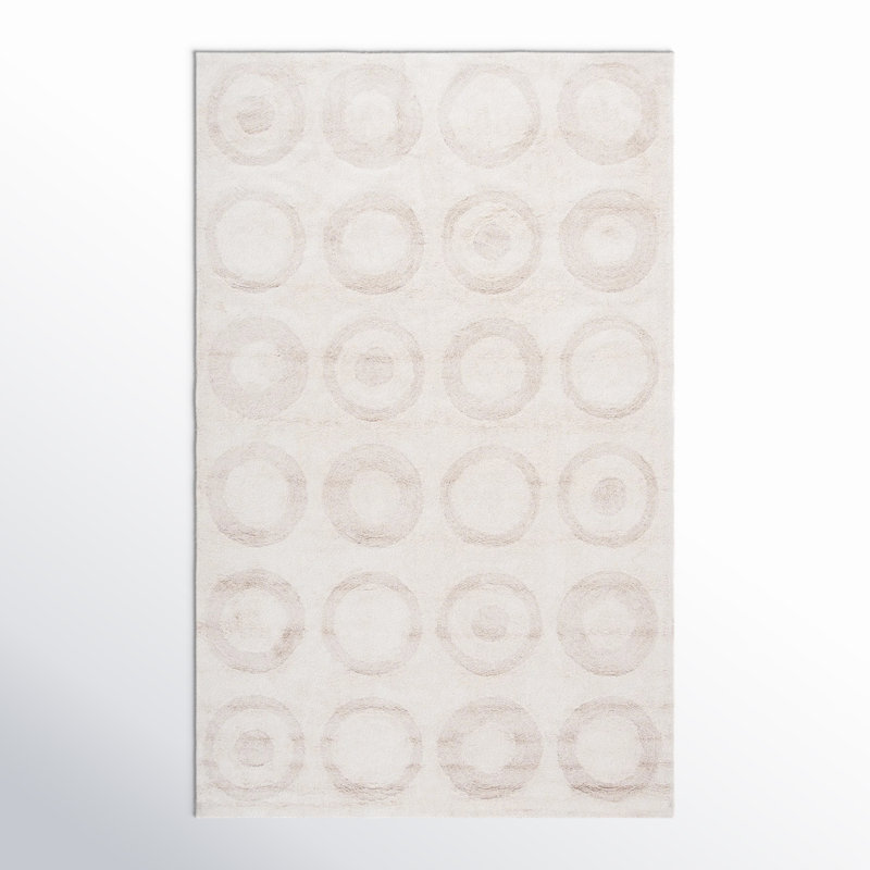 Tapis ivoire en coton fabriqué à la main Mullen, Rectangle de 5 pi x 8 pi