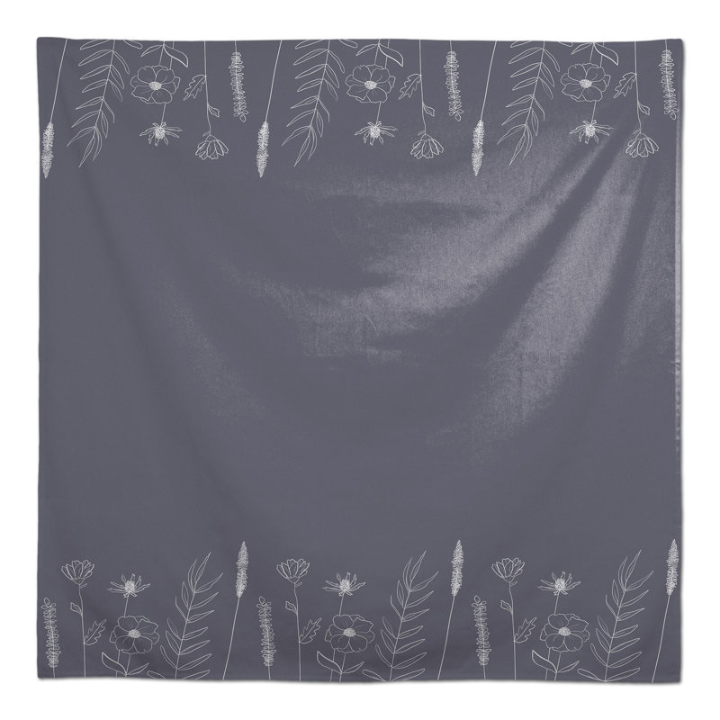 Abdul-Basit Floral Square Tablecloth, Dark Gray