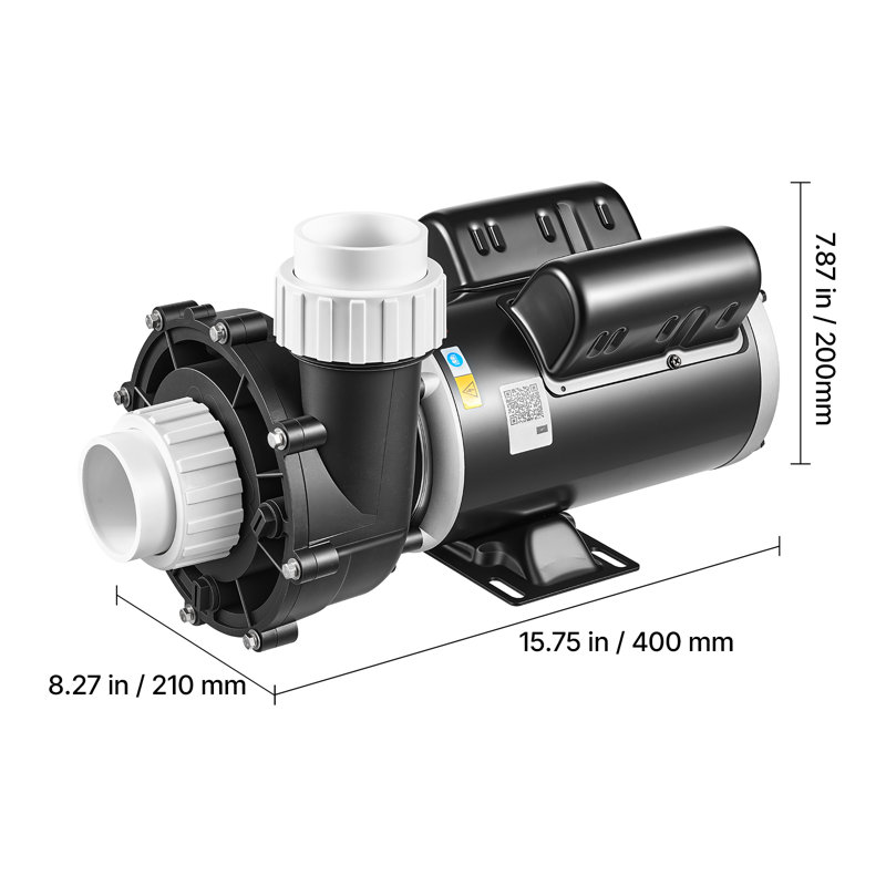 Cadre de spa à 3 vitesses 48 hp avec 2 ports 1,5 po et 2 po, 230 V, 190 GPM à haute vitesse et 90 GPM à basse vitesse, Interface de rotation à 90 °, Compatible avec les modèles d'origine