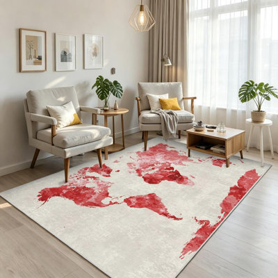 Tapis d'intérieur transparent, lavable à la machine, carte du monde aquarelle