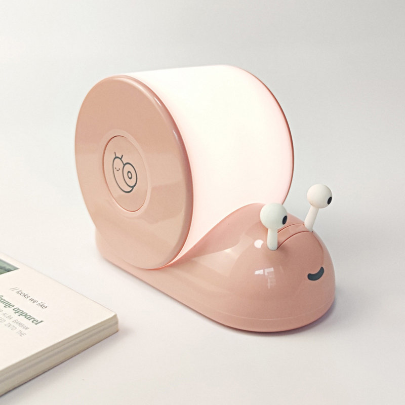 Veilleuse escargot à fixation murale magnétique USB à DEL avec lampe de table rechargeable, Pink