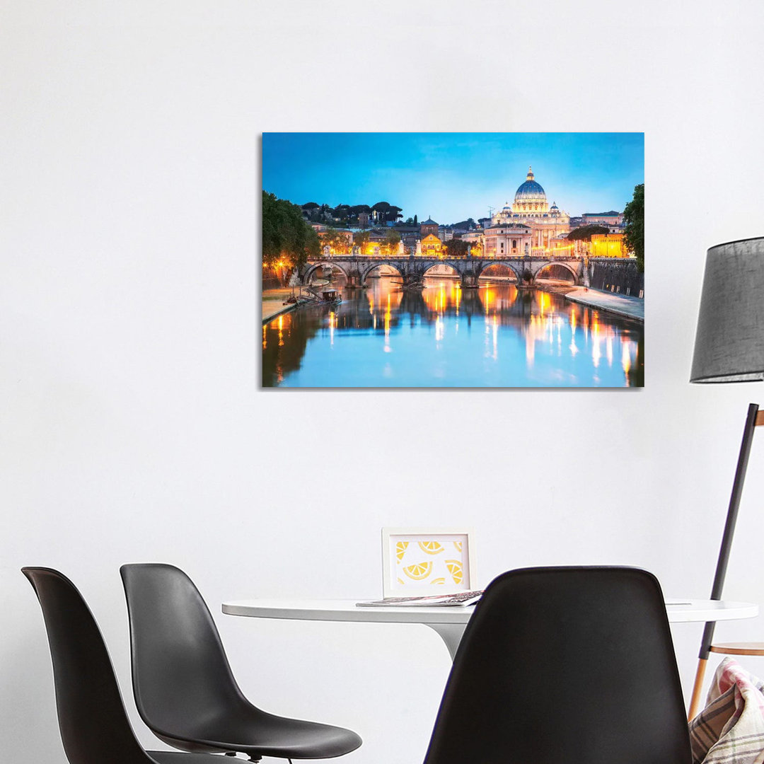 St Peter's Basilica And Tevere River, Rome by Matteo Colombo - Wrapped Canvas Print