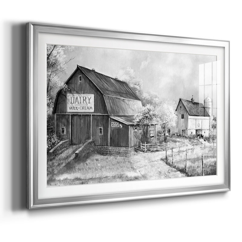 Jour à la ferme, cadre encadré, biseauté mat et verre, Argent, H 27 po x l 39 po x P 1,5 po