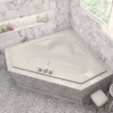 Acrylic Whirlpool Corner Bathtub 61 2 Person Hydro-massage Soaking SPA  Double Ended Tub (Q312N)