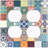 Metal Light Switch Plate Outlet Cover (Vintage Colourful White Elegant Square Pattern Picnic - Single Toggle)