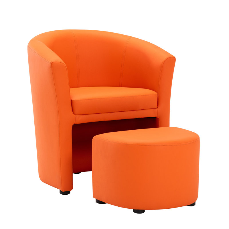 Fauteuil demi-tonneau avec repose-pieds Babumba, Orange