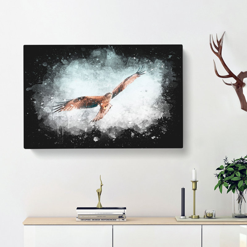 Black Kite Bird - Wrapped Canvas Painting, 40cm H x 60cm W x 3cm D