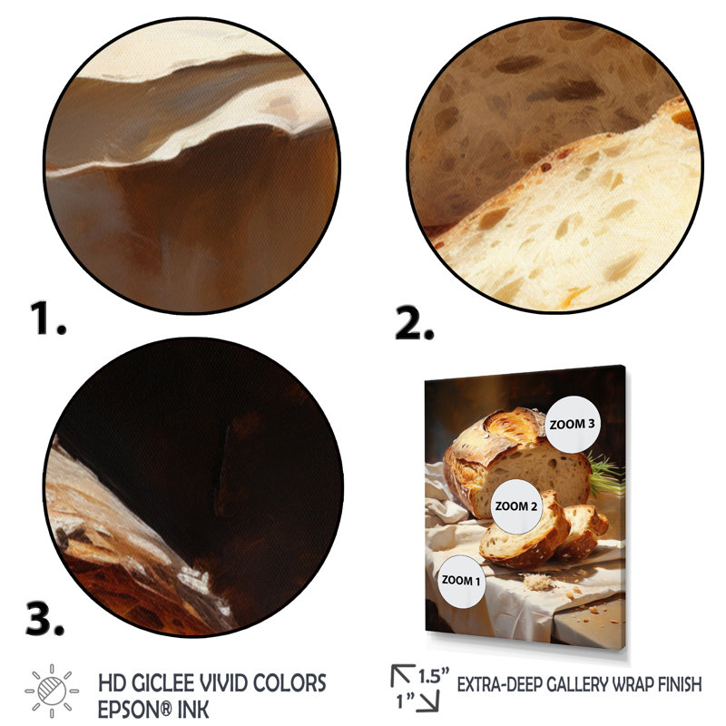 Art sur toile Couvin Food Artisan Bread II, H 32 po x l 16 po x P 1 po, Cadre simple noir