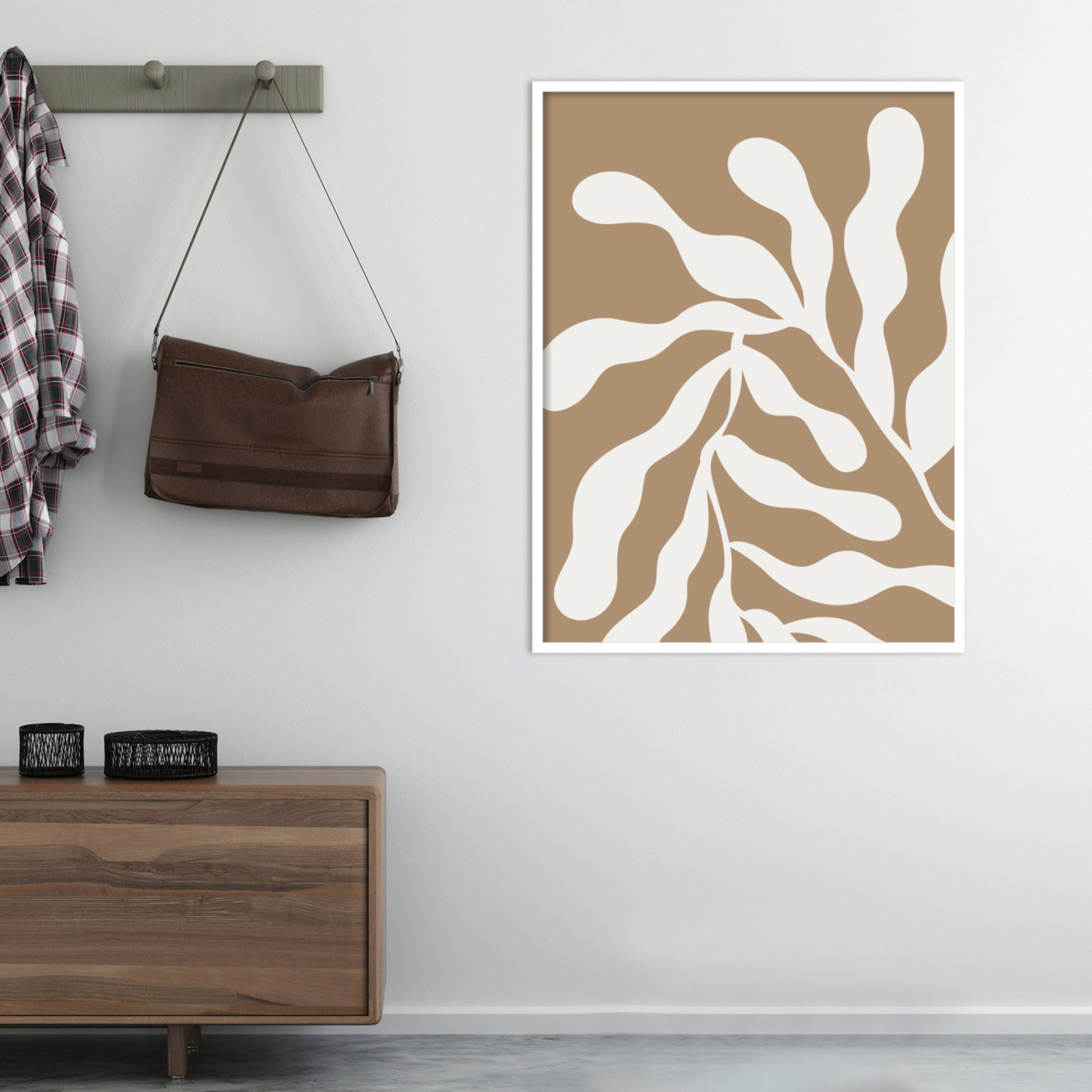 Erminia "Retro Matisse Botanical 1" Print, 41" H x 31" W x 1" D, White