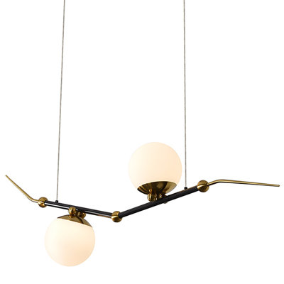 Chianti 43-in Height Adjustable ETL Certified Integrated LED Linear Chandelier with 2 Glass Shades
