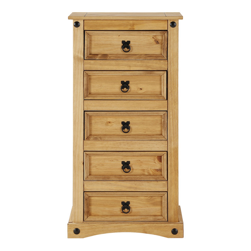 Doe Solid Wood 48cm W 5 - Drawer Chest of Drawers