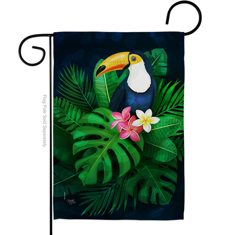 Drapeau de jardin en polyester 2 pi 1 pi 6 po x 1 pi Toucan Paradise
