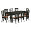 Ensemble de table de cuisine 5 pièces pour 4 personnes comprenant une table rectangulaire à rallonge papillon et 4 chaises de salle à manger en lin, 107 x 213 cm, noir-547472788-547472791-547472793