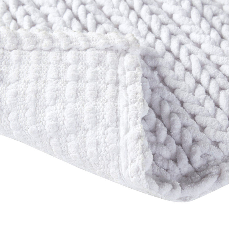 Tapis 100% coton chenille, Blanc, Simple - L 24 po x l 17 po