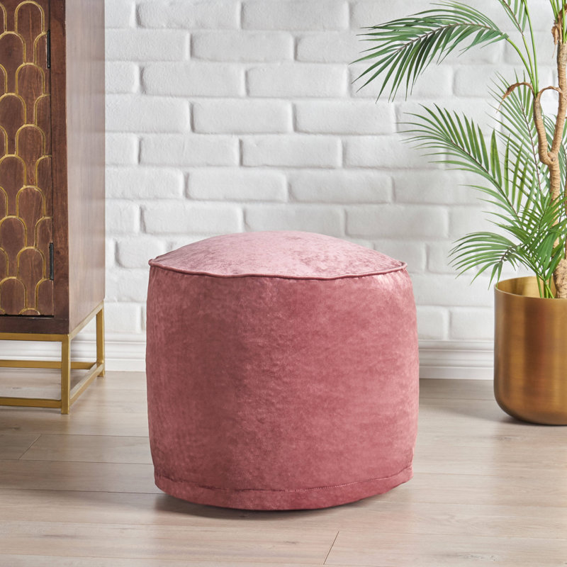 Velvet Pouf, Blush Pink Velvet