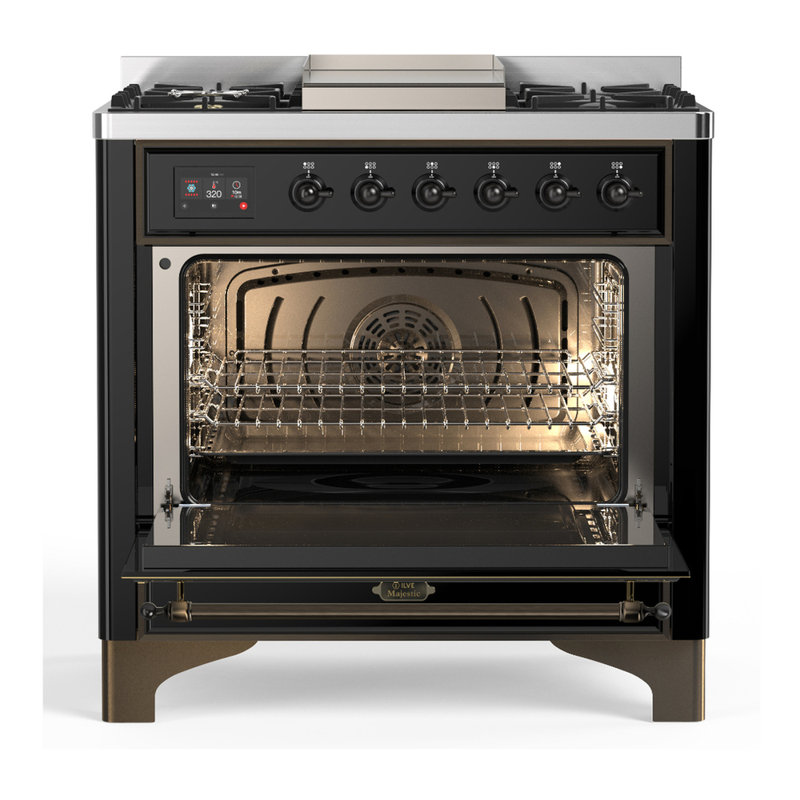 Majestic III Series 36 Inch Dual Fuel Range with 6 Sealed Burners, Griddle, in Emerald Green (Natural Gas, Copper Trim)