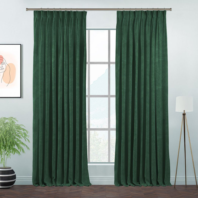 Room Darkening Single Curtain Panel, 190 W x 375 D cm, Dark Green