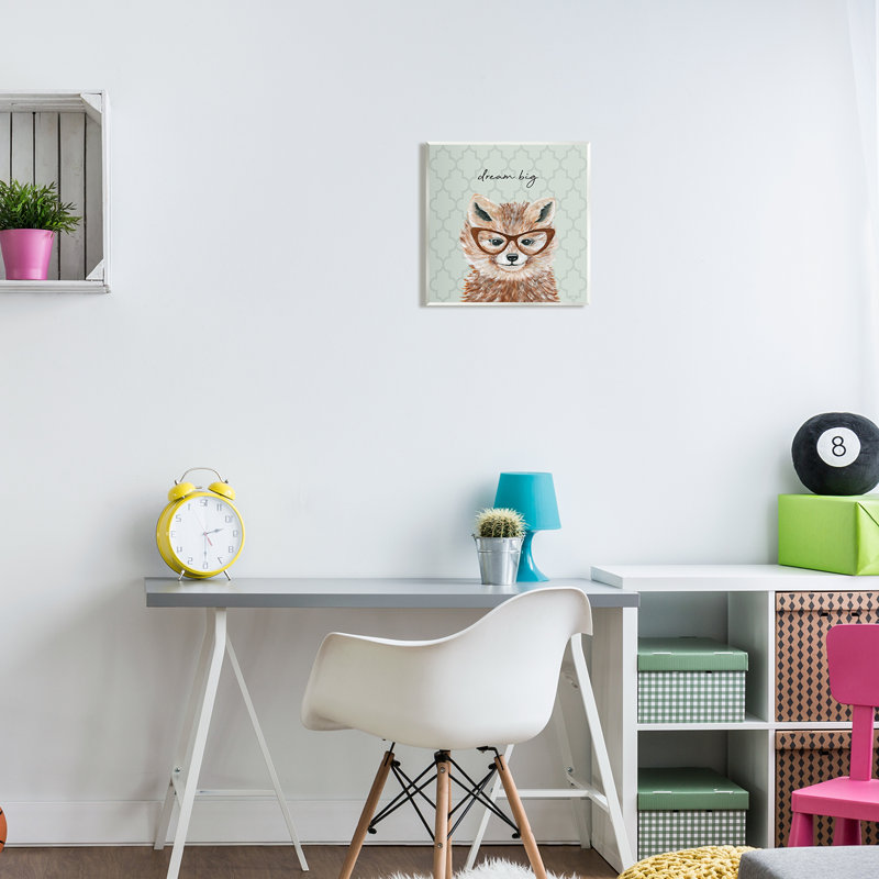 «Dream Big Happy Fox» par Cindy Jacobs - impression, H 12 po x l 12 po x P 0,5 po, Unframed
