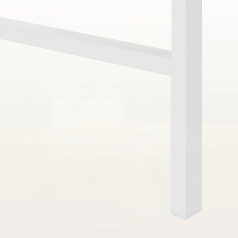 Bureau d'ordinateur Casanova à finition blanche avec rehausse et pieds en métal blanc, H 47,23 po x l 47,01 po x P 23,58 po