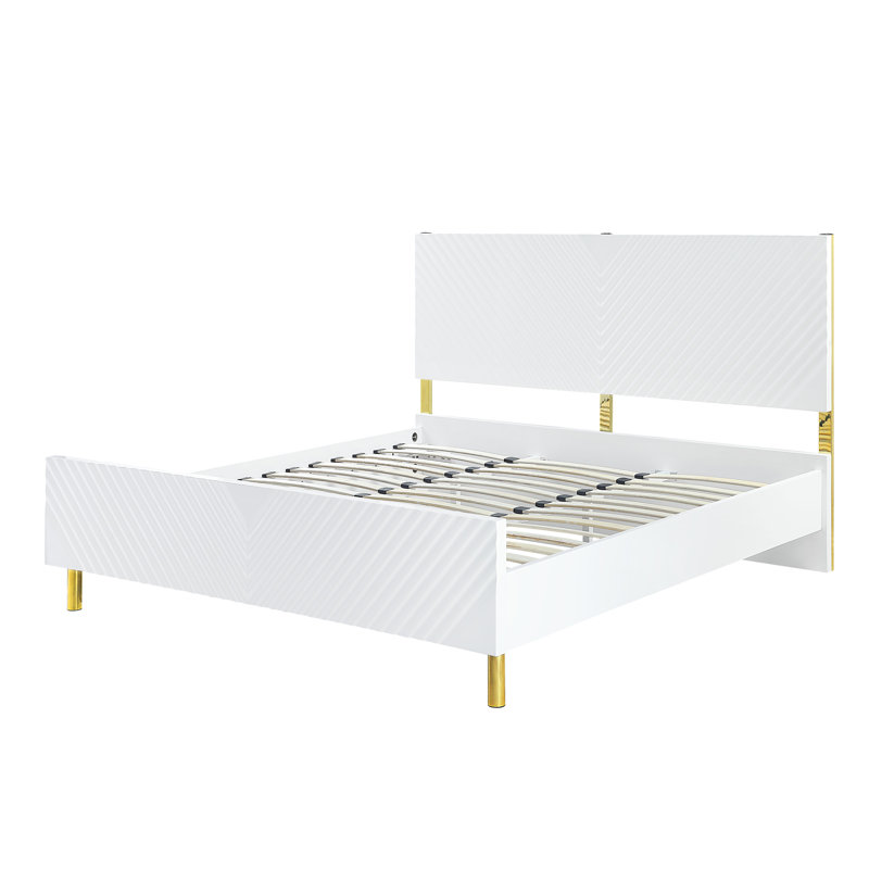 Lit plateforme Sare, Grand, Blanc