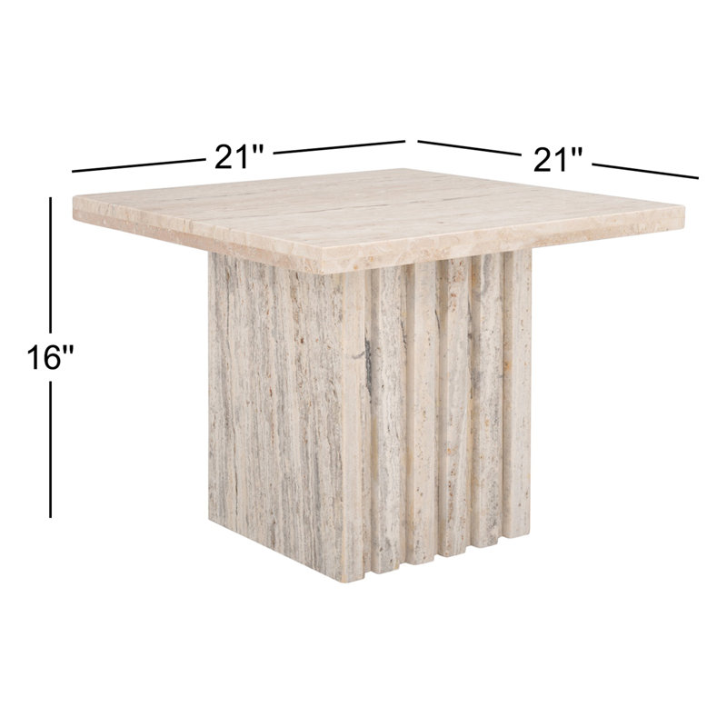 Pristina Tall Square Marble Accent Table, Beige, 16" H x 21" W x 21" D
