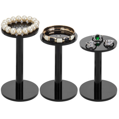 3-Piece Acrylic Round Pedestal Riser Jewellery Stand Set