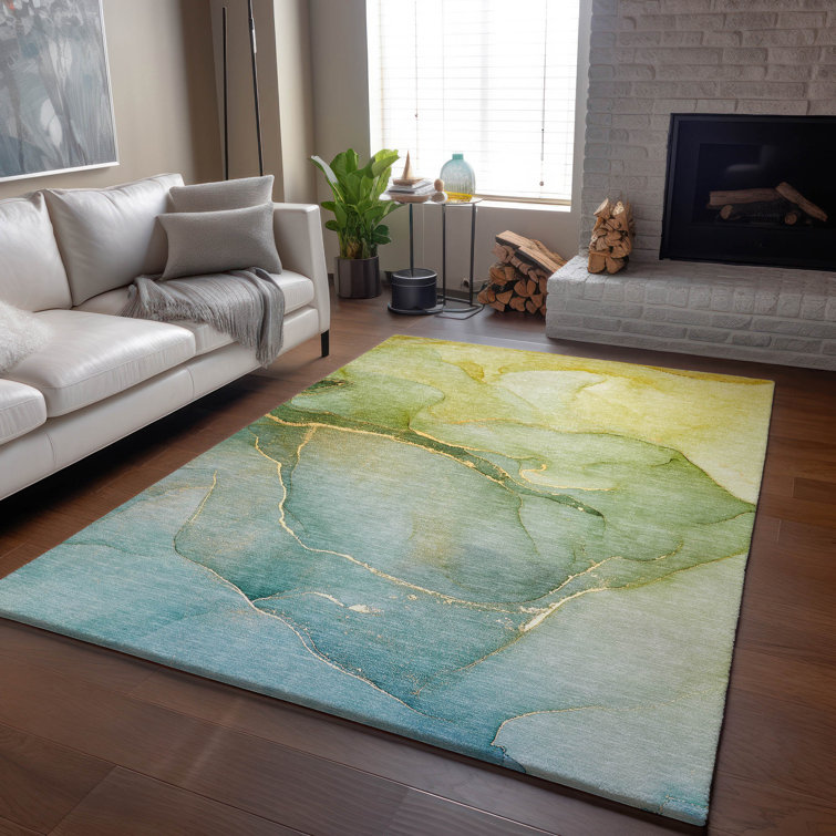 Premium Machine Washable Cerrito AMF508 Green Rug