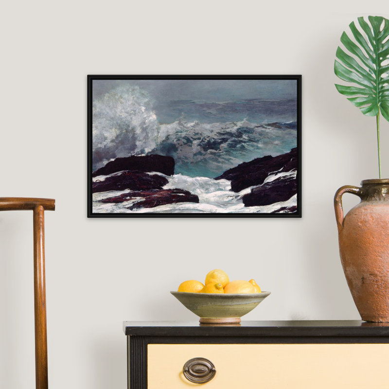 « Maine Coast » par Winslow Homer, reproduction d’art, H 26 po x l 38 po x 1,75 po, Cadre noir