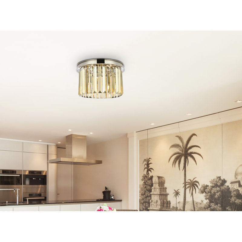 Yazmin Flush Mount, Polished Nickel, Smoky
