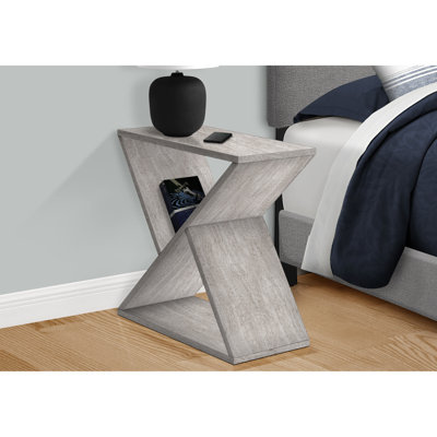 Table d'appoint contemporaine en placage gris délavé pour table de chevet avec rangement inférieur