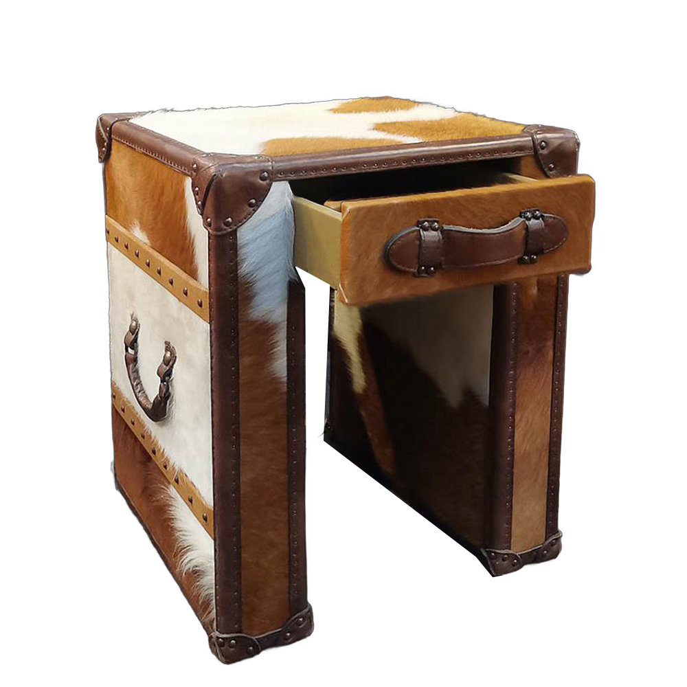 Industrial Style Sofa Vintage Cowhide Side Table End Table Wayfair